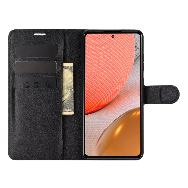Per Samsung Galaxy A72 5G Litchi Texture Custodia protettiva a vibrazione orizzontale con supporto e slot per schede e portafoglio, For Galaxy A72 5G