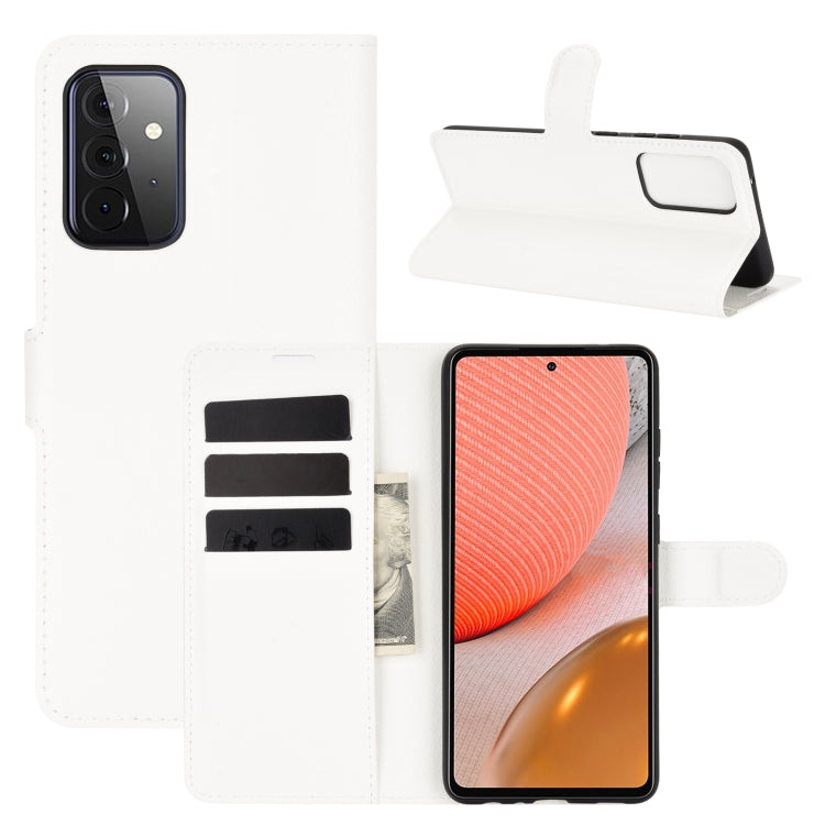 Per Samsung Galaxy A72 5G Litchi Texture Custodia protettiva a vibrazione orizzontale con supporto e slot per schede e portafoglio, For Galaxy A72 5G