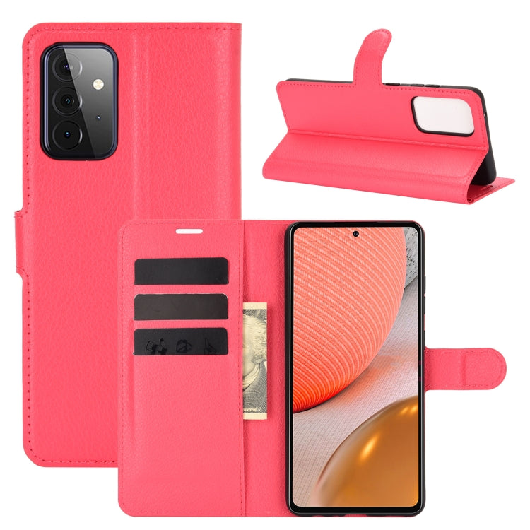 Per Samsung Galaxy A72 5G Litchi Texture Custodia protettiva a vibrazione orizzontale con supporto e slot per schede e portafoglio, For Galaxy A72 5G