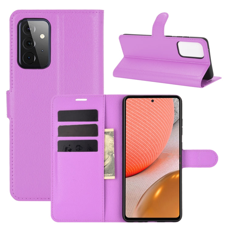 Per Samsung Galaxy A72 5G Litchi Texture Custodia protettiva a vibrazione orizzontale con supporto e slot per schede e portafoglio, For Galaxy A72 5G