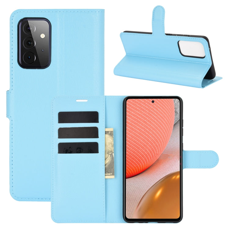 Per Samsung Galaxy A72 5G Litchi Texture Custodia protettiva a vibrazione orizzontale con supporto e slot per schede e portafoglio, For Galaxy A72 5G