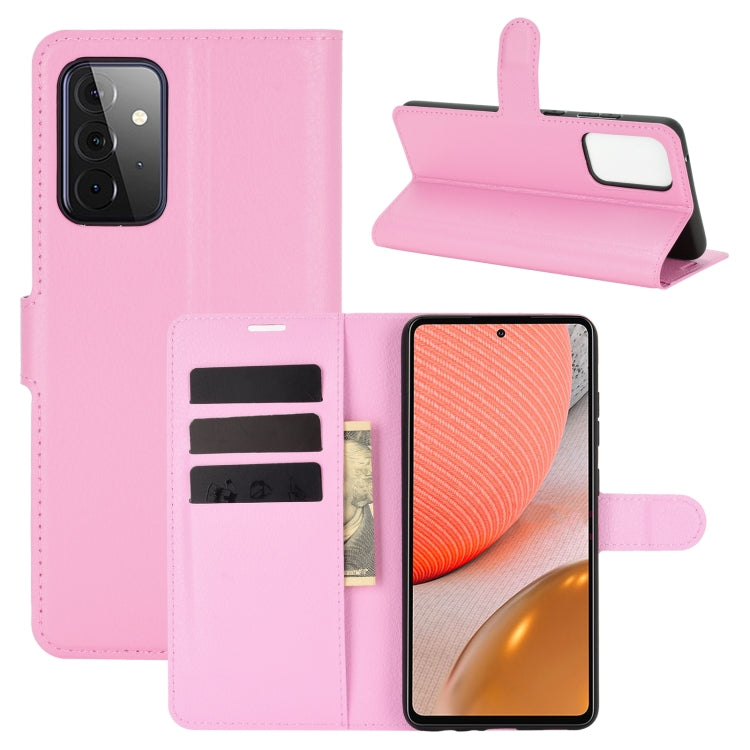 Per Samsung Galaxy A72 5G Litchi Texture Custodia protettiva a vibrazione orizzontale con supporto e slot per schede e portafoglio, For Galaxy A72 5G