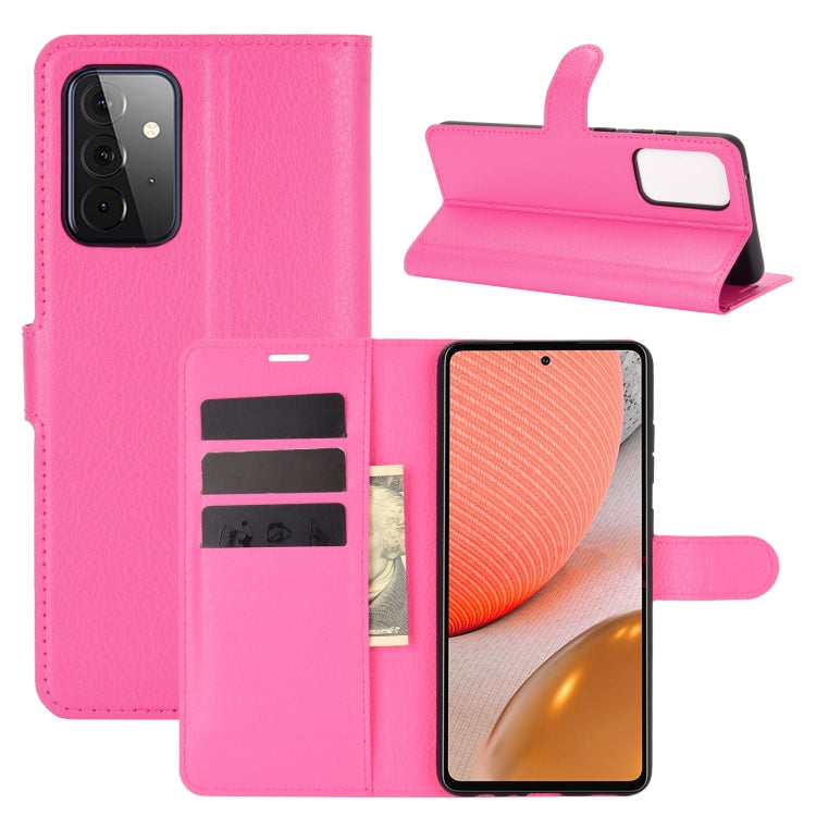Per Samsung Galaxy A72 5G Litchi Texture Custodia protettiva a vibrazione orizzontale con supporto e slot per schede e portafoglio, For Galaxy A72 5G
