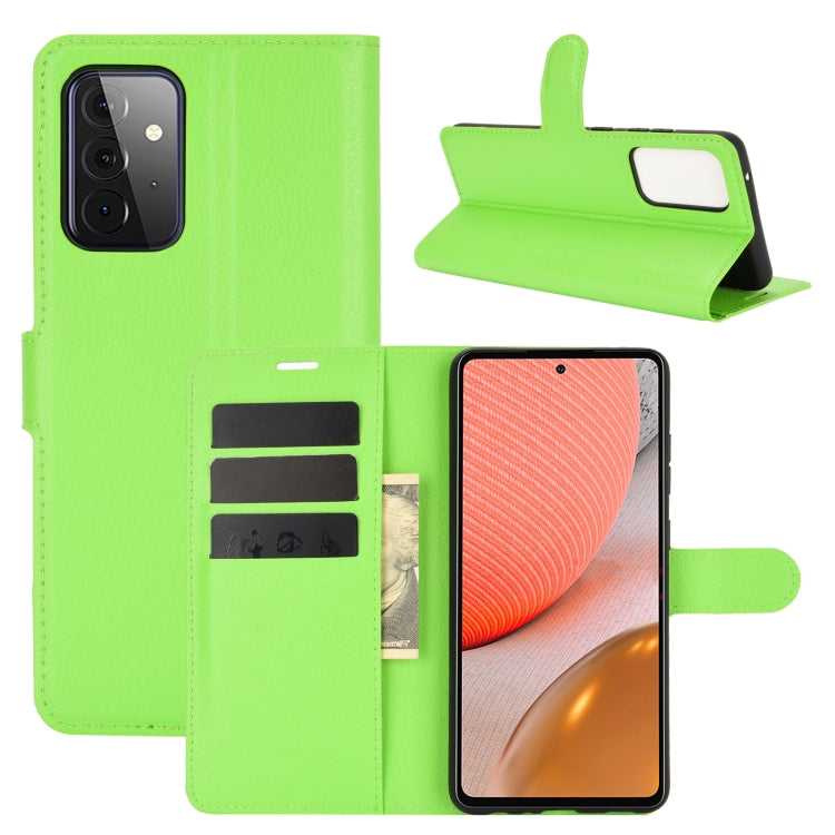 Per Samsung Galaxy A72 5G Litchi Texture Custodia protettiva a vibrazione orizzontale con supporto e slot per schede e portafoglio, For Galaxy A72 5G