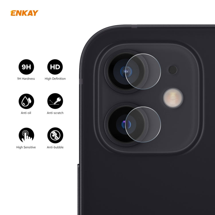 Per iPhone 12/12 mini ENKAY Hat-Prince 0.2mm 9H 2.15D Obiettivo per fotocamera posteriore con bordo arrotondato Pellicola in vetro temperato 2 pezzi / set, 1 Set, 2 Set, 5 Set, 10 Set