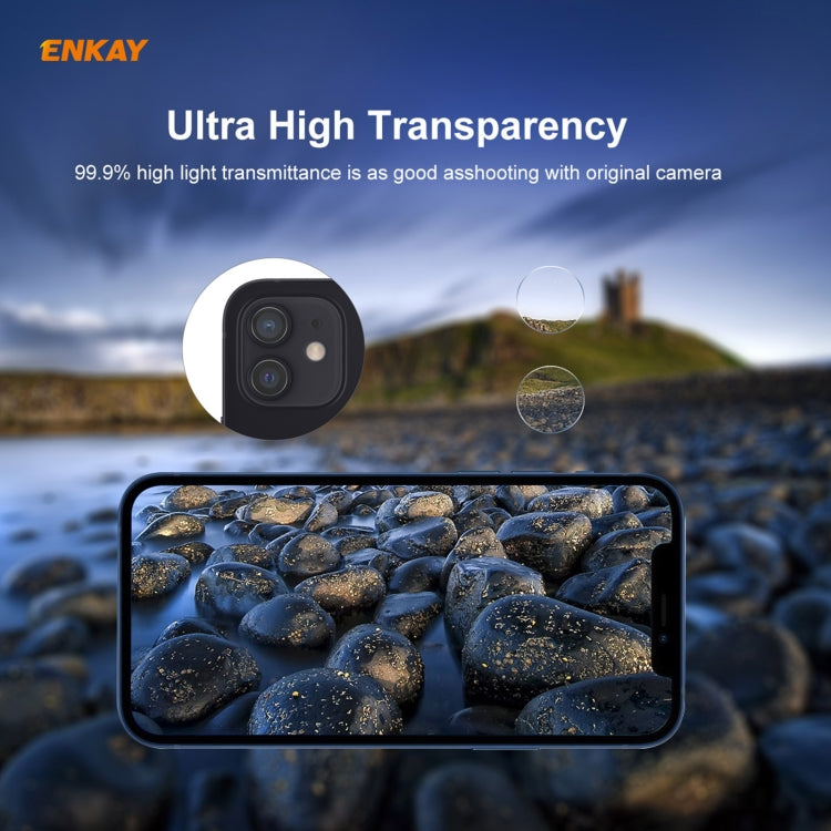 Per iPhone 12/12 mini ENKAY Hat-Prince 0.2mm 9H 2.15D Obiettivo per fotocamera posteriore con bordo arrotondato Pellicola in vetro temperato 2 pezzi / set, 1 Set, 2 Set, 5 Set, 10 Set