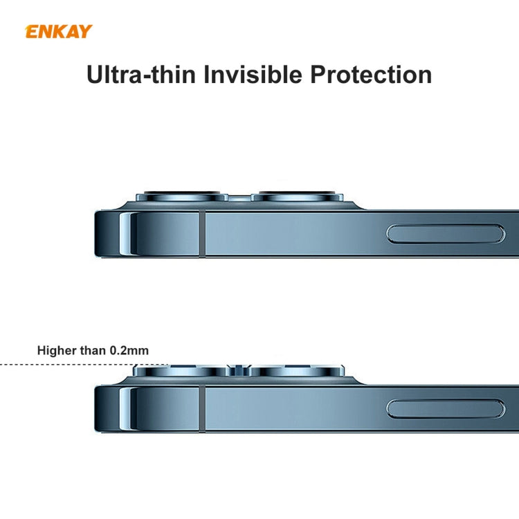 Per iPhone 12/12 mini ENKAY Hat-Prince 0.2mm 9H 2.15D Obiettivo per fotocamera posteriore con bordo arrotondato Pellicola in vetro temperato 2 pezzi / set, 1 Set, 2 Set, 5 Set, 10 Set