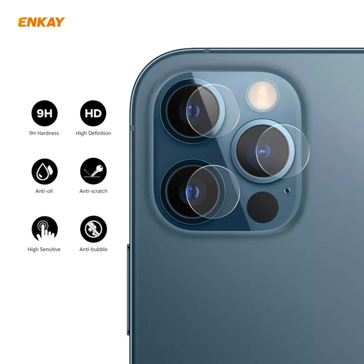 Per iPhone 12 Pro / 12 Pro Max ENKAY Hat-Prince 0.2mm 9H 2.15D Obiettivo per fotocamera posteriore con bordo arrotondato Pellicola in vetro temperato 3 pezzi / set, 1 Set, 2 Set, 5 Set, 10 Set