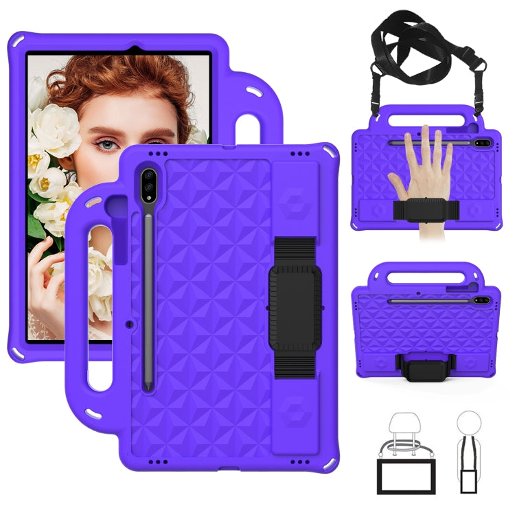 Custodia protettiva antiurto con custodia antiurto in EVA serie Diamond con supporto e cinturino, For Galaxy Tab S8 / Galaxy Tab S7 T870/T875