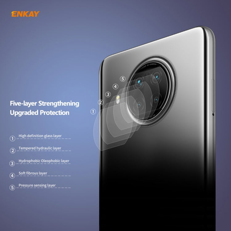 ENKAY Hat-Prince 0.2mm 9H 2.15D Obiettivo per fotocamera posteriore con bordo arrotondato Pellicola in vetro temperato, For Xiaomi Redmi Note 9 Pro 5G, For Motorola G9 Plus, For Motorola G9 / G9 Play