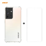 Hat-Prince ENKAY Custodia antiurto in TPU trasparente Cover morbida antiscivolo + 3D Schermo intero PET curvo Curvatura a caldo Pellicola salvaschermo HD Pellicola morbida, Supporto per sblocco impronte digitali, For Samsung Galaxy S21 Ultra 5G        ...
