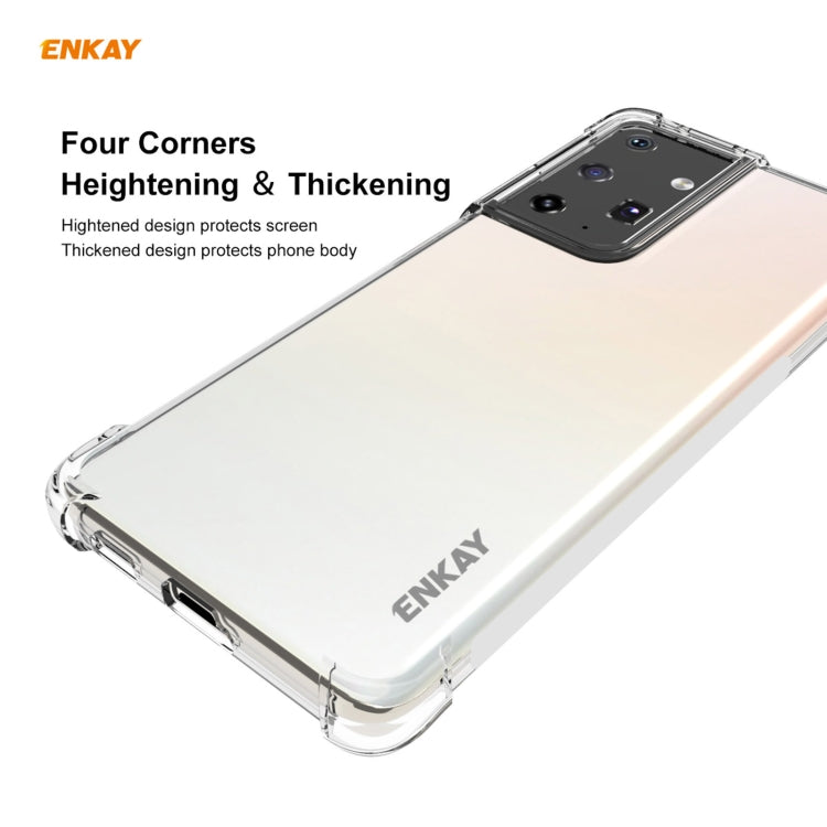 Hat-Prince ENKAY Custodia antiurto in TPU trasparente Cover morbida antiscivolo + 3D Schermo intero PET curvo Curvatura a caldo Pellicola salvaschermo HD Pellicola morbida, Supporto per sblocco impronte digitali, For Samsung Galaxy S21 Ultra 5G        ...