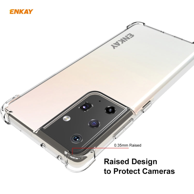 Hat-Prince ENKAY Custodia antiurto in TPU trasparente Cover morbida antiscivolo + 3D Schermo intero PET curvo Curvatura a caldo Pellicola salvaschermo HD Pellicola morbida, Supporto per sblocco impronte digitali, For Samsung Galaxy S21 Ultra 5G        ...