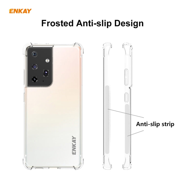 Hat-Prince ENKAY Custodia antiurto in TPU trasparente Cover morbida antiscivolo + 3D Schermo intero PET curvo Curvatura a caldo Pellicola salvaschermo HD Pellicola morbida, Supporto per sblocco impronte digitali, For Samsung Galaxy S21 Ultra 5G        ...