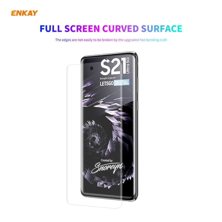 Hat-Prince ENKAY Custodia antiurto in TPU trasparente Cover morbida antiscivolo + 3D Schermo intero PET curvo Curvatura a caldo Pellicola salvaschermo HD Pellicola morbida, Supporto per sblocco impronte digitali, For Samsung Galaxy S21 Ultra 5G        ...