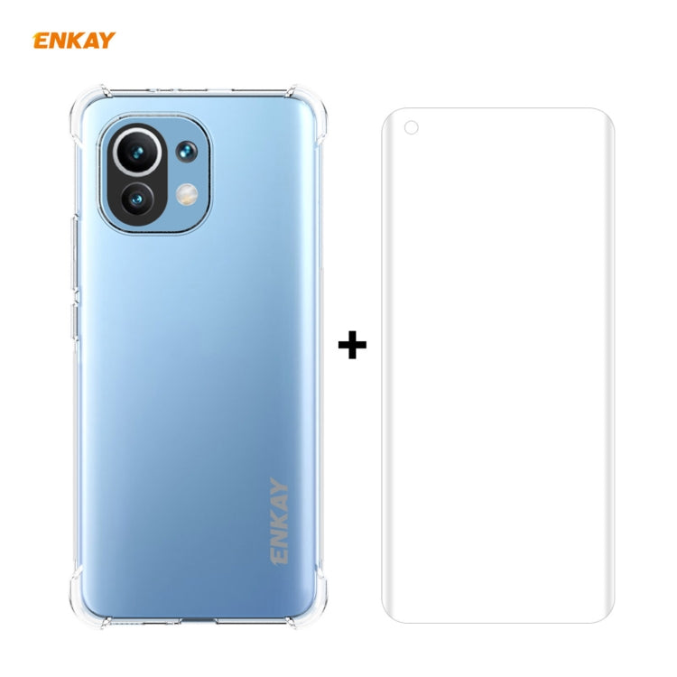 Hat-Prince ENKAY Custodia antiurto in TPU trasparente Cover morbida antiscivolo + 3D Schermo intero PET curvo Curvatura a caldo Pellicola salvaschermo HD Pellicola morbida, Supporto per sblocco impronte digitali, For Samsung Galaxy S21 Ultra 5G        ...
