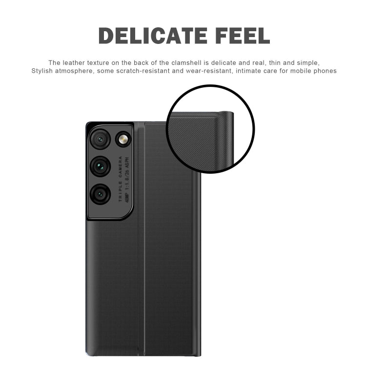 Display Laterale Magnetico Orizzontale Flip Panno Texture Semplice + Custodia PC con Supporto e Funzione Sleep / Wake-up, For Galaxy S21 Ultra 5G, For Galaxy S21+ 5G, For Galaxy S21 5G