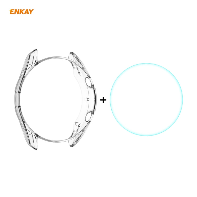 Custodia in TPU trasparente ENKAY Hat-Prince 2 in 1 + pellicola in vetro temperato con bordo curvo da 0,2 mm 9H 2,15D, For Samsung Galaxy Watch 3 41mm, For Samsung Galaxy Watch 3 45mm
