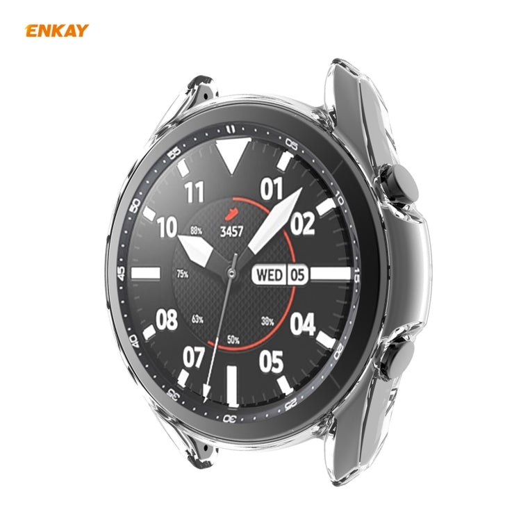 Custodia in TPU trasparente ENKAY Hat-Prince 2 in 1 + pellicola in vetro temperato con bordo curvo da 0,2 mm 9H 2,15D, For Samsung Galaxy Watch 3 41mm, For Samsung Galaxy Watch 3 45mm