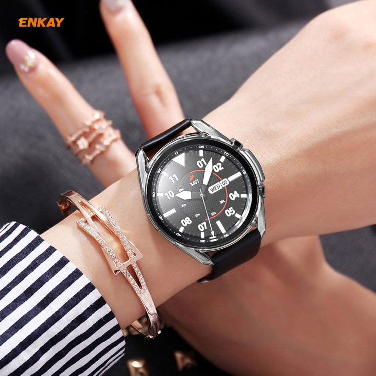 Custodia in TPU trasparente ENKAY Hat-Prince 2 in 1 + pellicola in vetro temperato con bordo curvo da 0,2 mm 9H 2,15D, For Samsung Galaxy Watch 3 41mm, For Samsung Galaxy Watch 3 45mm