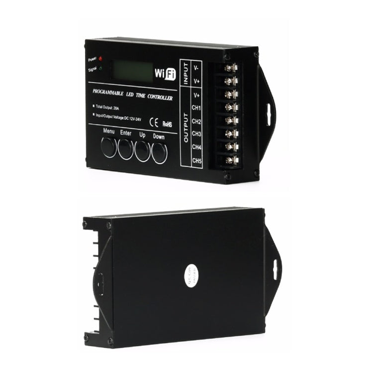 TC421 Controller temporale LED RGB programmabile 5CH WiFi 20A per acquario, acquario, crescita delle piante, DC 12-24V