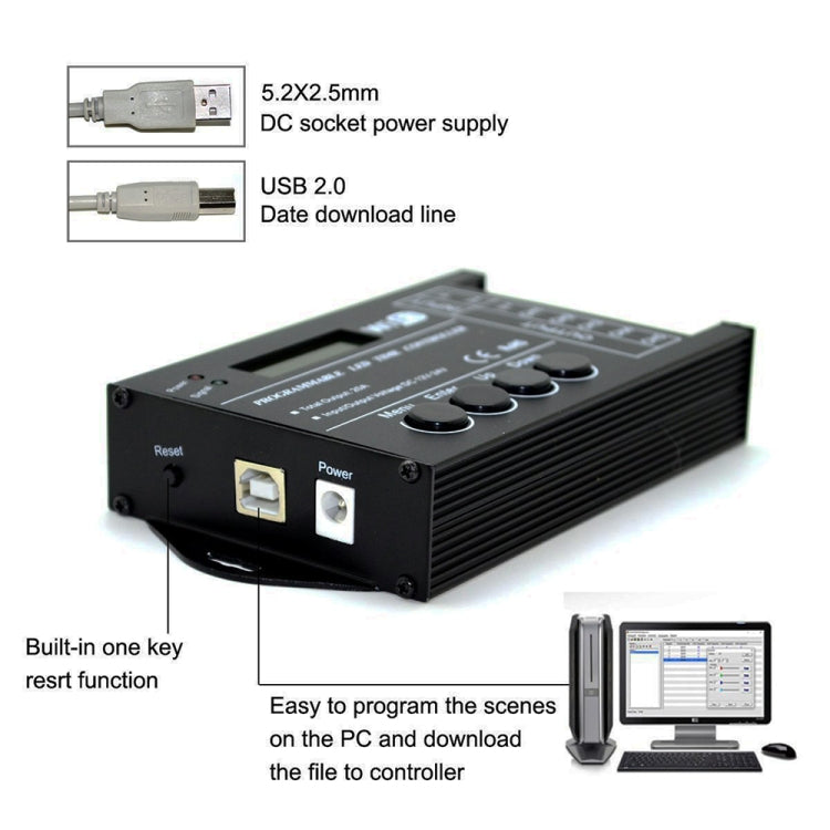 TC421 Controller temporale LED RGB programmabile 5CH WiFi 20A per acquario, acquario, crescita delle piante, DC 12-24V