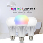 FUT012 E27 9W RGB + CCT Lampadina LED 100V-240V Lampadina intelligente con telecomando a colori WiFi 2.4G Wireless