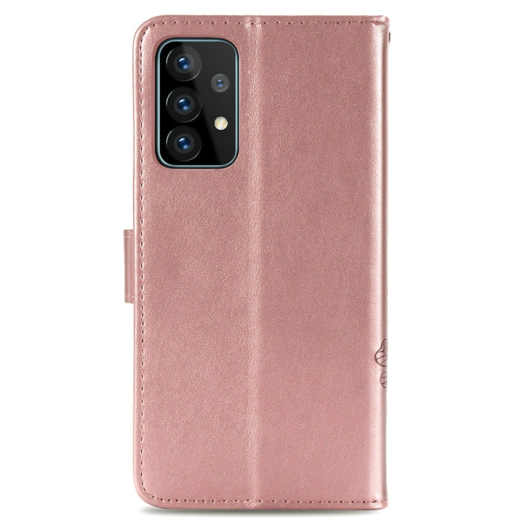 Custodia in pelle con protezione per telefono cellulare con fibbia in rilievo con chiusura a quattro foglie con cordino e slot per schede e portafoglio e funzione staffa, For Samsung Galaxy A52 5G, For Samsung Galaxy A72 5G, For Motorola MOTO E7