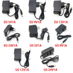 Adattatore per caricabatterie da 100-240 V CA a CC 5 V 9 V 12 V 24 V 1 A 5,5 mm x 2,1 mm, 5V 1A EU Plug, 9V 1A EU Plug, 12V 1A EU Plug, 24V 1A EU Plug, 5V 1A US Plug, 9V 1A US Plug, 12V 1A US Plug, 24V 1A US Plug