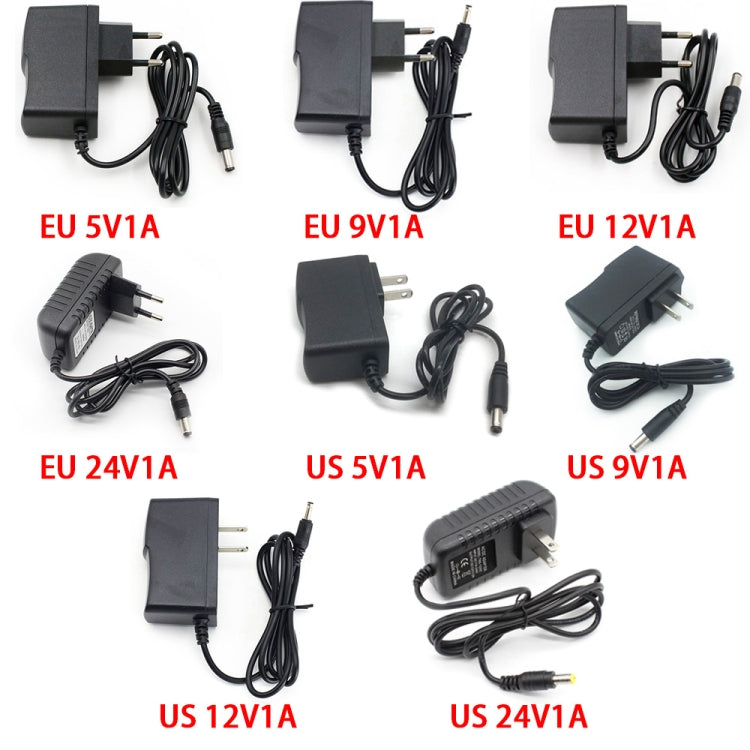 Adattatore per caricabatterie da 100-240 V CA a CC 5 V 9 V 12 V 24 V 1 A 5,5 mm x 2,1 mm, 5V 1A EU Plug, 9V 1A EU Plug, 12V 1A EU Plug, 24V 1A EU Plug, 5V 1A US Plug, 9V 1A US Plug, 12V 1A US Plug, 24V 1A US Plug