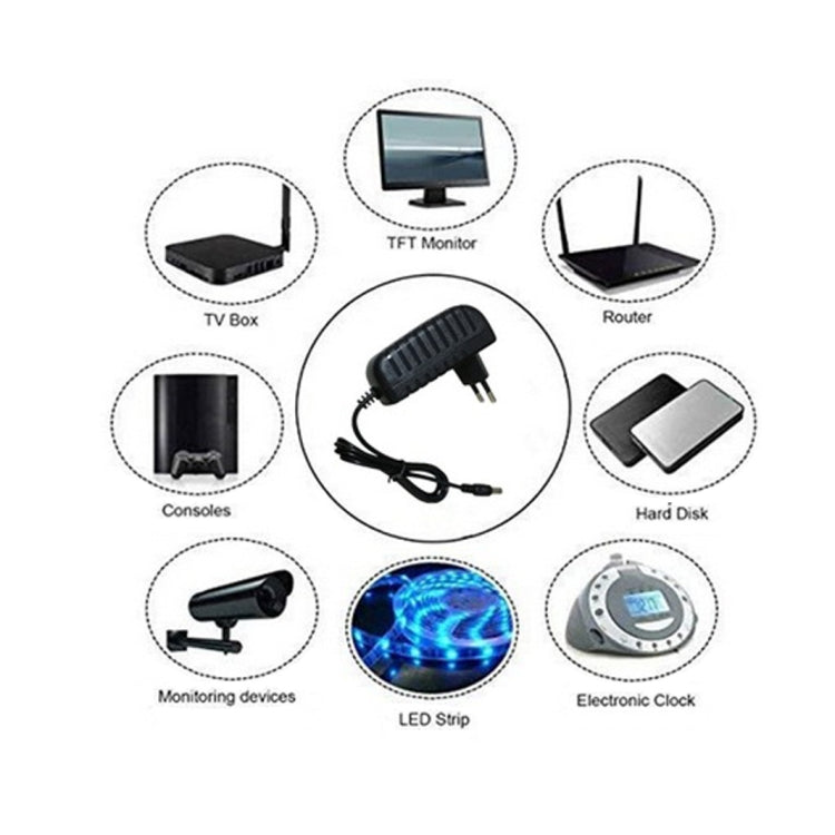Adattatore per caricabatterie da 100-240 V CA a CC 5 V 9 V 12 V 24 V 1 A 5,5 mm x 2,1 mm, 5V 1A EU Plug, 9V 1A EU Plug, 12V 1A EU Plug, 24V 1A EU Plug, 5V 1A US Plug, 9V 1A US Plug, 12V 1A US Plug, 24V 1A US Plug