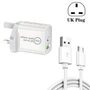 SDC-18W Caricatore da viaggio universale a ricarica rapida doppia USB PD + QC 3.0 da 18 W con cavo dati di ricarica rapida da USB a micro USB, presa UK, USB to Micro USB (UK Plug)