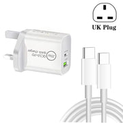SDC-18W Caricatore da viaggio universale a ricarica rapida doppia porta USB PD 3.0 + QC 3.0 da 18 W con cavo dati di ricarica rapida da Type-C/USB-C a Type-C/USB-C, presa UK, Type-C / USB-C to Type-C / USB-C (UK Plug)