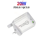 Caricatore da viaggio 18W USB PD QC 3.0 con cavo Type-C