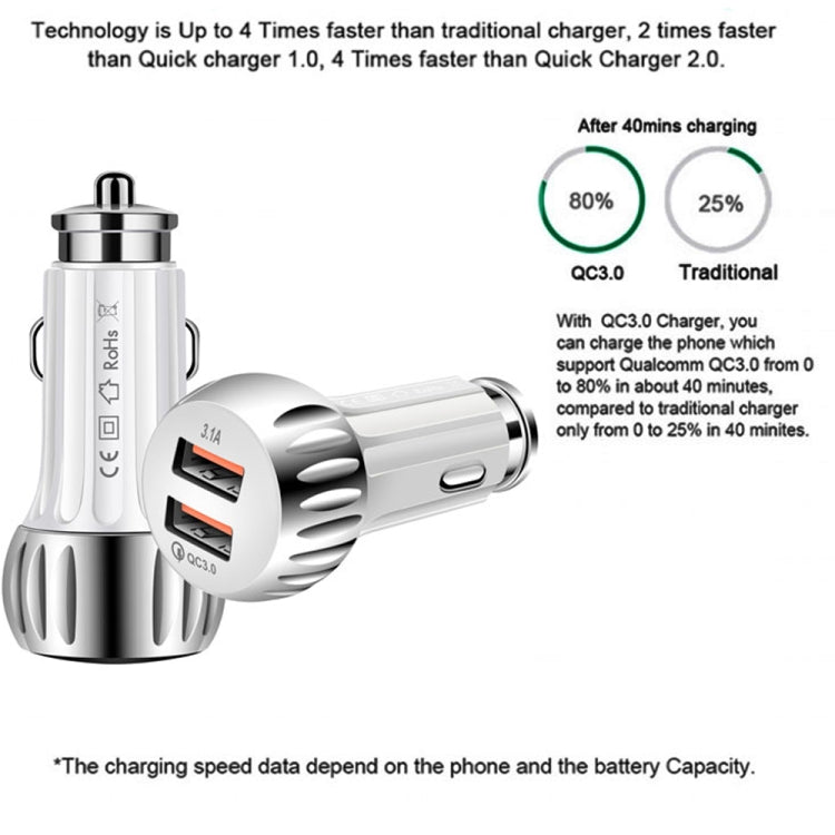 Caricabatteria da auto USB a doppia porta YSY-310QC18W QC3.0 per Apple / Huawei / Samsung / Xiaomi, YSY-310QC18W, Car Charger