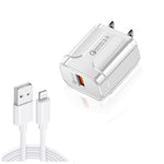 Caricabatterie da viaggio portatile USB LZ-023 18W QC 3.0 + cavo dati da USB a 8 pin 3A, spina USA, USB to 8 Pin Data Cable, US Plug, 8 Pin Data Cable, US Plug