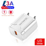 Caricabatterie da viaggio portatile USB LZ-023 18W QC 3.0 + cavo dati da USB a 8 pin 3A, spina USA, USB to 8 Pin Data Cable, US Plug, 8 Pin Data Cable, US Plug