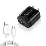 Caricabatterie da viaggio USB 18W QC 3.0 con cavo Micro USB 1m