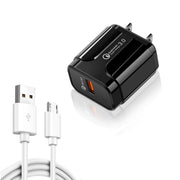 Caricabatterie da viaggio portatile USB LZ-023 18W QC 3.0 + cavo dati da USB a micro USB 3A, spina USA, Micro USB Data Cable, US Plug