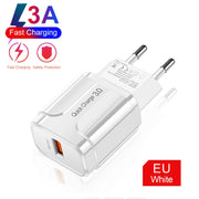 Caricabatterie da viaggio portatile USB LZ-023 18W QC 3.0 + cavo dati da USB a micro USB 3A, spina europea, Micro USB Data Cable, EU Plug