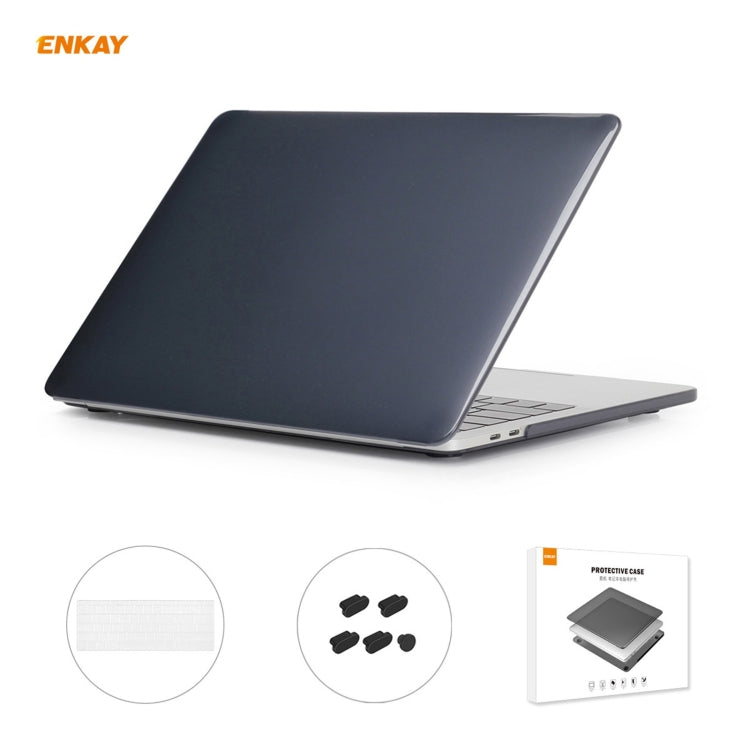 ENKAY Custodia protettiva per laptop in cristallo 3 in 1 + pellicola per tastiera in TPU versione USA + set di tappi antipolvere per MacBook Pro 15,4 pollici A1707 e A1990 (con Touch Bar), For MacBook Pro 15.4 inch A1707 (with Touch Bar)