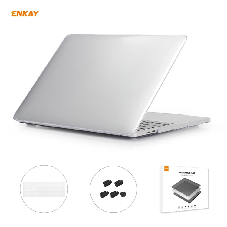 ENKAY Custodia protettiva per laptop in cristallo 3 in 1 + pellicola per tastiera in TPU versione USA + set di tappi antipolvere per MacBook Pro 15,4 pollici A1707 e A1990 (con Touch Bar), For MacBook Pro 15.4 inch A1707 (with Touch Bar)