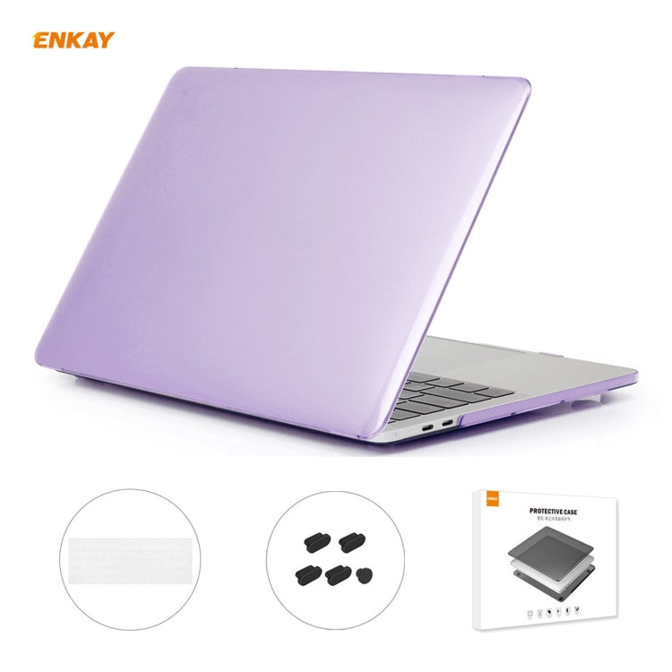 ENKAY Custodia protettiva per laptop in cristallo 3 in 1 + Pellicola per tastiera in TPU versione UE + Set di tappi antipolvere per MacBook Pro 15,4 pollici A1707 e A1990 (con Touch Bar), For MacBook Pro 15.4 inch A1707 (with Touch Bar)