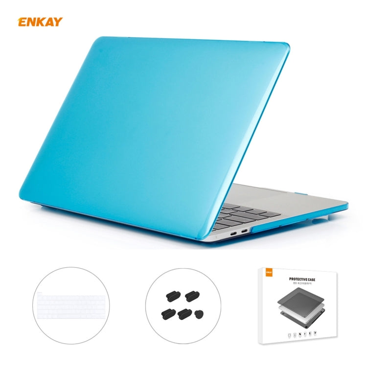ENKAY Custodia protettiva per laptop in cristallo 3 in 1 + pellicola per tastiera in TPU versione USA + set di tappi antipolvere per MacBook Pro 13,3 pollici A2251 e A2289 e A2338 (con Touch Bar), For MacBook Pro 13.3 inch A2251 (with Touch Bar)