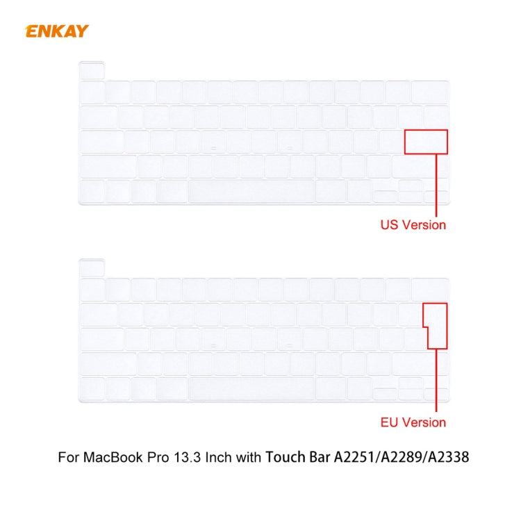 ENKAY Custodia protettiva per laptop in cristallo 3 in 1 + pellicola per tastiera in TPU versione USA + set di tappi antipolvere per MacBook Pro 13,3 pollici A2251 e A2289 e A2338 (con Touch Bar), For MacBook Pro 13.3 inch A2251 (with Touch Bar)