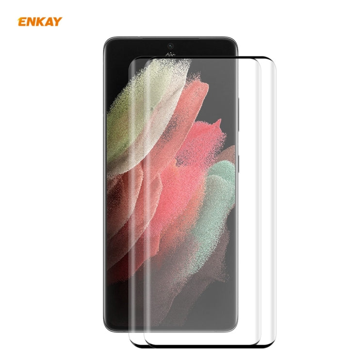 Per Samsung Galaxy S21 Ultra ENKAY Hat-Prince 0.26mm 9H 3D Pellicola in vetro temperato curvo a schermo intero a prova di esplosione, For Samsung Galaxy S21 Ultra(1pc), For Samsung Galaxy S21 Ultra(2pcs), For Samsung Galaxy S21 Ultra(5pcs)