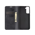 Per Samsung Galaxy S21 Plus Custodia in pelle con ventosa magnetica da lavoro retro-skin con supporto, slot per carte e portafoglio, For Samsung Galaxy S21 Plus