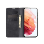 Per Samsung Galaxy S21 Plus Custodia in pelle con ventosa magnetica da lavoro retro-skin con supporto, slot per carte e portafoglio, For Samsung Galaxy S21 Plus