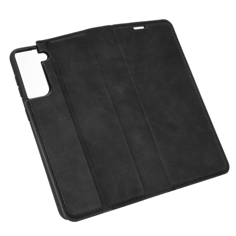 Per Samsung Galaxy S21 Plus Custodia in pelle con ventosa magnetica da lavoro retro-skin con supporto, slot per carte e portafoglio, For Samsung Galaxy S21 Plus