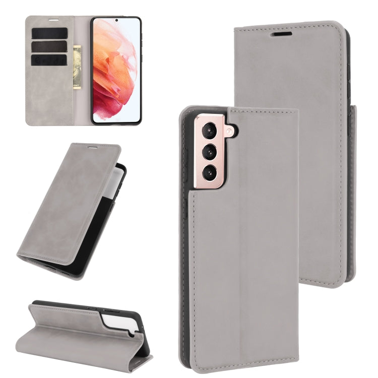 Per Samsung Galaxy S21 Plus Custodia in pelle con ventosa magnetica da lavoro retro-skin con supporto, slot per carte e portafoglio, For Samsung Galaxy S21 Plus